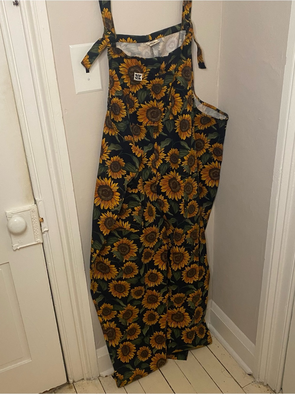 Lucy Yak Organic Cotton Sunflower Overalls Tie Straps 24R Plus size